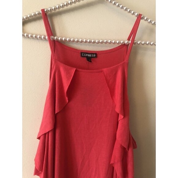 NWT Express Womens Size Small Orange Sleeveless Top Ruffles - Picture 2 of 5